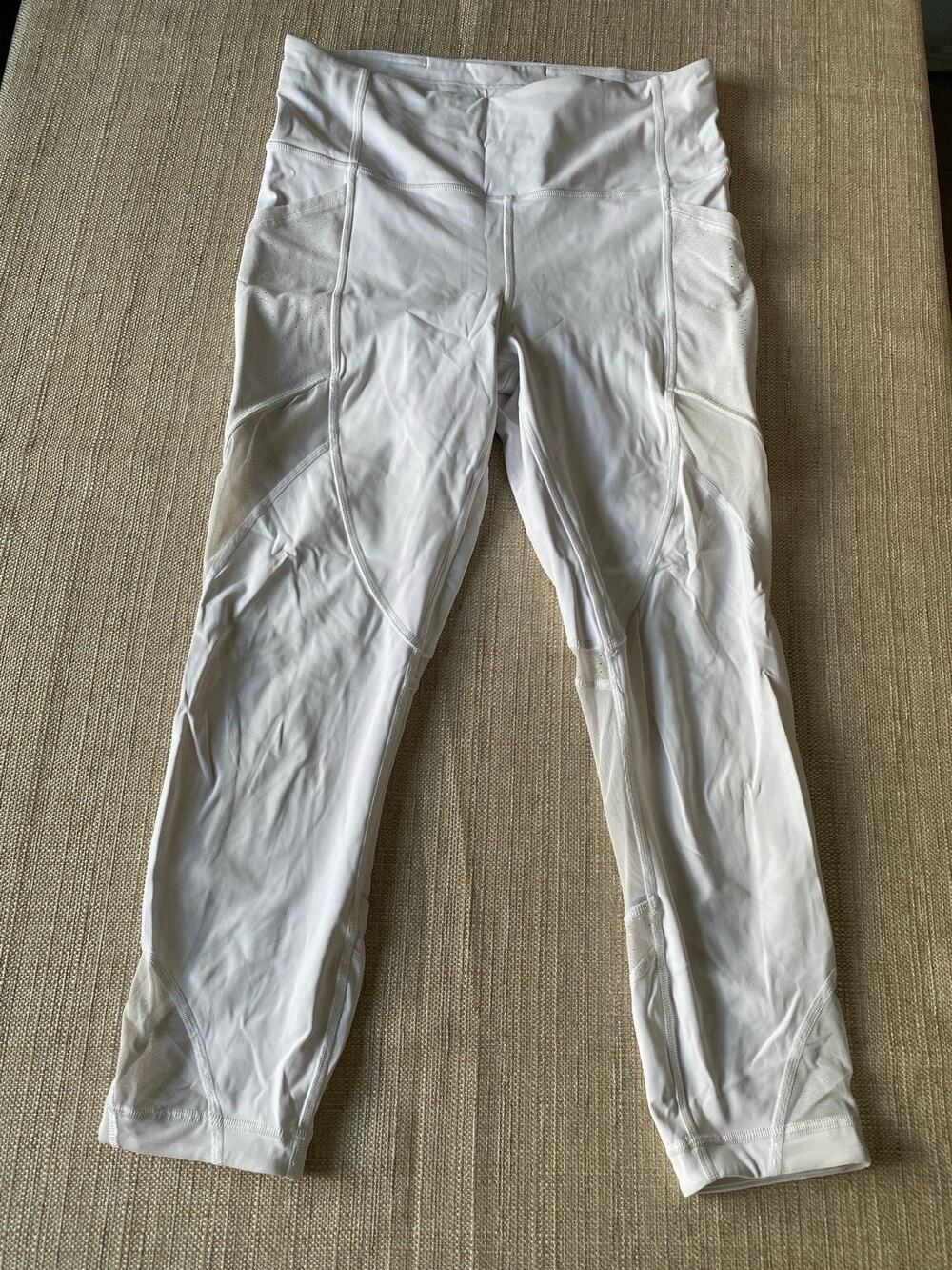 LULULEMON LEGGINGS WITH MESH – WHITE – SIZE 8